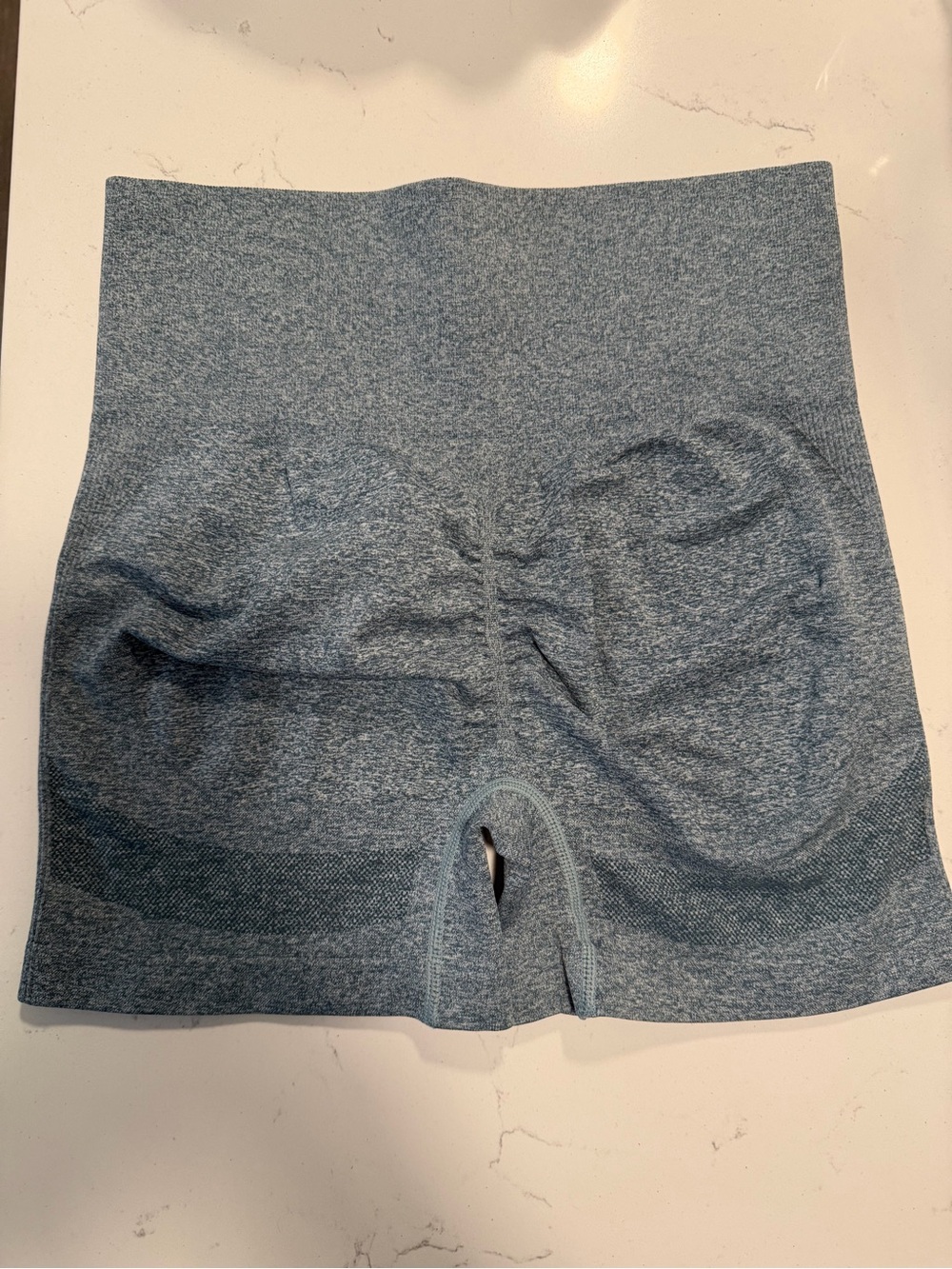 Seamless High-Waist Shaping Shorts in Heather Blue
